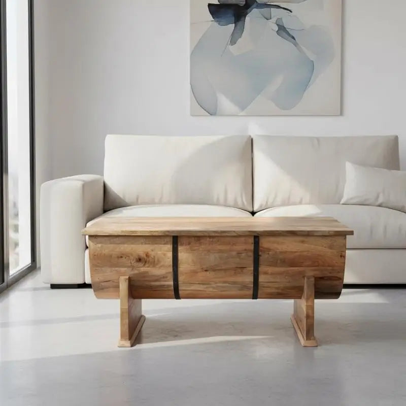 Table Basse Coffre - Manguier Massif, 88 × 50 × 40 cm