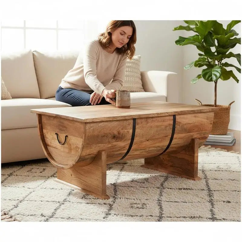 Table Basse Coffre - Manguier Massif, 88 × 50 × 40 cm
