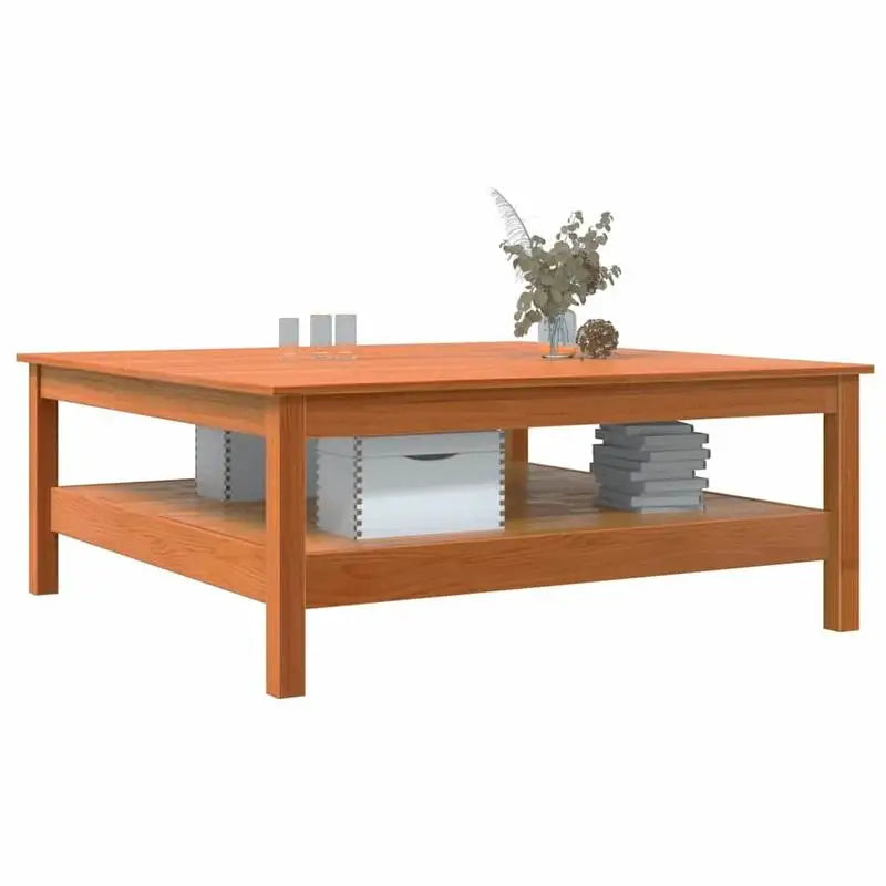 Table Basse Carrée - Pin Massif Ciré, 100 × 100 × 40 cm
