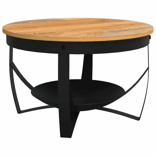 Table Basse Ronde - Plateau Acacia Massif, Ø 68 × 43 cm (Cerne)