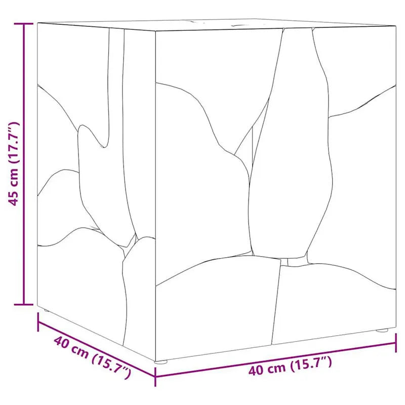 Tabouret Cube - Teck Massif, 40 × 40 × 45 cm (Futaie)